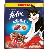 Феликс сухой корм для кошек Двойной вкус с мясом 