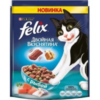 Феликс сухой корм для кошек Двойной вкус c рыбой
