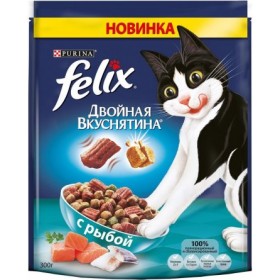 Феликс сухой корм для кошек Двойной вкус c рыбой