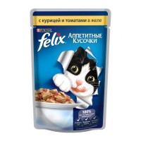 Феликс консервы для кошек Курица, томаты в желе 85 гр.