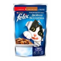 Феликс консервы для кошек Двойной Вкус Говядина, птица в желе 85 гр