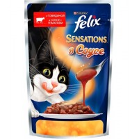 Феликс консервы для кошек Sensations в соусе Говядина,томат 85 гр.