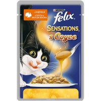 Феликс консервы для кошек Sensations в соусе Индейка, бекон 85 гр.