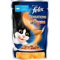 Феликс консервы для кошек Sensations в соусе Треска, томат 85 гр.