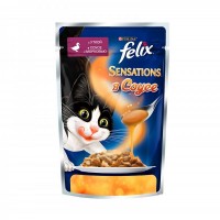 Феликс консервы для кошек Sensations в соусе Утка, морковь 85 гр.