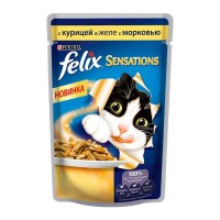 Феликс консервы для кошек Sensations в желе Курица, морковь 85 гр.