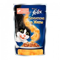 Феликс консервы для кошек Sensations в желе Лосось, треска 85 гр.