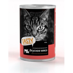 TASTY Консервированный корм для кошек, мясное ассорти в соусе, банка, 415 г