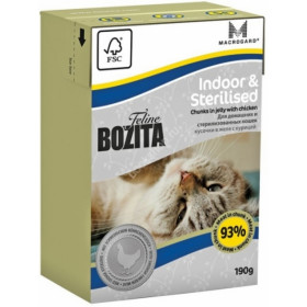 Bozita консервы Тетра Пак для домашних и стерилизованных кошек кусочки в желе с курицей 190 гр.