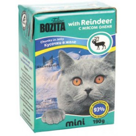 Bozita консервы Mini Тетра Пак для кошек кусочки в желе с мясом оленя 190 гр.