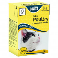 Bozita консервы Mini Тетра Пак для кошек кусочки в желе с домашней птицей 190 гр.