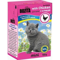 Bozita консервы Mini Тетра Пак кусочки в желе с курицей для котят 190 гр.