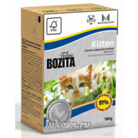 Bozita консервы Mini Тетра Пак кусочки курицы в желе для котят, беременных и кормящих кошек 190 гр.