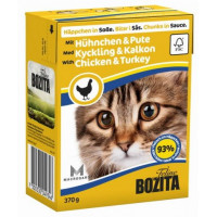 Bozita консервы для кошек кусочки в соусе с индейкой и курицей, 370 гр.