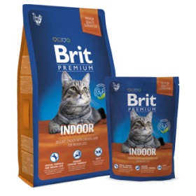 Brit Premium Cat Indoor сухой корм для домашних кошек с курицей в соусе из куриной печени
