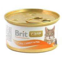 Brit Care Tuna,Carrot&Pea Консервы для кошек тунец, морковь и горошек, 80г