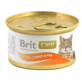 Brit Care Tuna,Carrot&Pea Консервы для кошек тунец, морковь и горошек, 80г