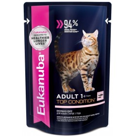 Eukanuba Cat пауч корм для кошек лосось в соусе 85 гр.