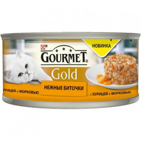 Гурмет Голд консервы для кошек Нежные Бит Курица&Морковь