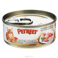 PETREET консервы для кошек кусочки розового тунца с кальмарами 70 гр.