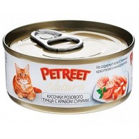 PETREET консервы для кошек кусочки розового тунца с крабом сурими 70 гр.