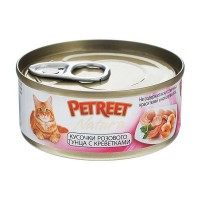PETREET консервы для кошек кусочки розового тунца с креветками 70 гр.