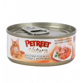 PETREET консервы для кошек кусочки розового тунца с морковью 70 гр