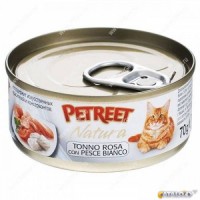 PETREET консервы для кошек кусочки розового тунца с рыбой дорада 70 гр