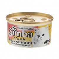 SIMBA Cat консервы для кошек паштет куриные сердечки с печенью 85 гр.