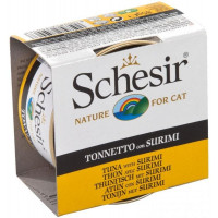 Schesir консервированный корм для кошек с тунцом и сурими в желе 85гр 