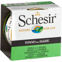 Schesir консервированный корм для кошек с тунцом и морскими водорослями в желе 85гр 