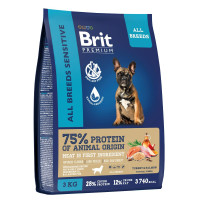Brit Premium by Nature Dog Sensitive Salmon гипоаллергенный корм для собак с чувствительным пищеварением лосось индейка