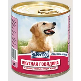 Happy Dog Nature Line консервы для собак Вкусная говядина с сердцем, печенью, рубцом и рисом