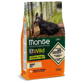 Monge BWild Dog GRAIN FREE Mini беззерновой корм из мяса утки с картофелем для взрослых собак мелких пород