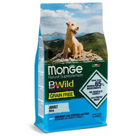 Monge BWild Dog GRAIN FREE Mini беззерновой корм анчоуса с картофелем и горохом для взрослых собак мелких пород