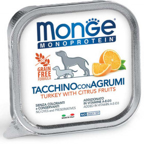 Monge Dog Monoprotein Fruits консервы для собак паштет из индейки и цитрусовыми 150 гр