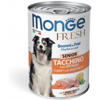 Monge Dog Fresh Chunks in Loaf консервы для пожилых собак мясной рулет индейка с овощами 400г