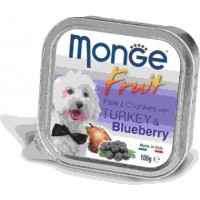 MONGE DOG FRUIT консервы для собак индейка с черникой 100 гр.