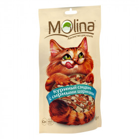 MOLINA Лакомство для кошек Куриный сэндвич с сырными шариками, 80г (1266)