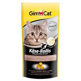Gimcat Лакомство витаминизированное "Сырные ролики" Кожа+Шерсть для кошек, 40гр