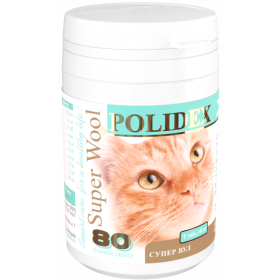 POLIDEX Витамины Super-Wool для кошек 80 таб.